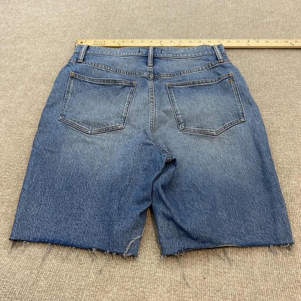 Madewell High Rise Denim Shorts Womens 28 Blue Cutoff Button Fly Stretch Raw Hem - Picture 4 of 8